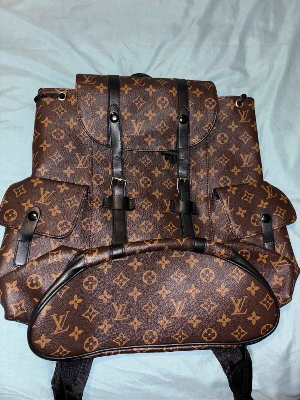 Designer Monogram Brown Unisex Backpack - Luxury Pattern